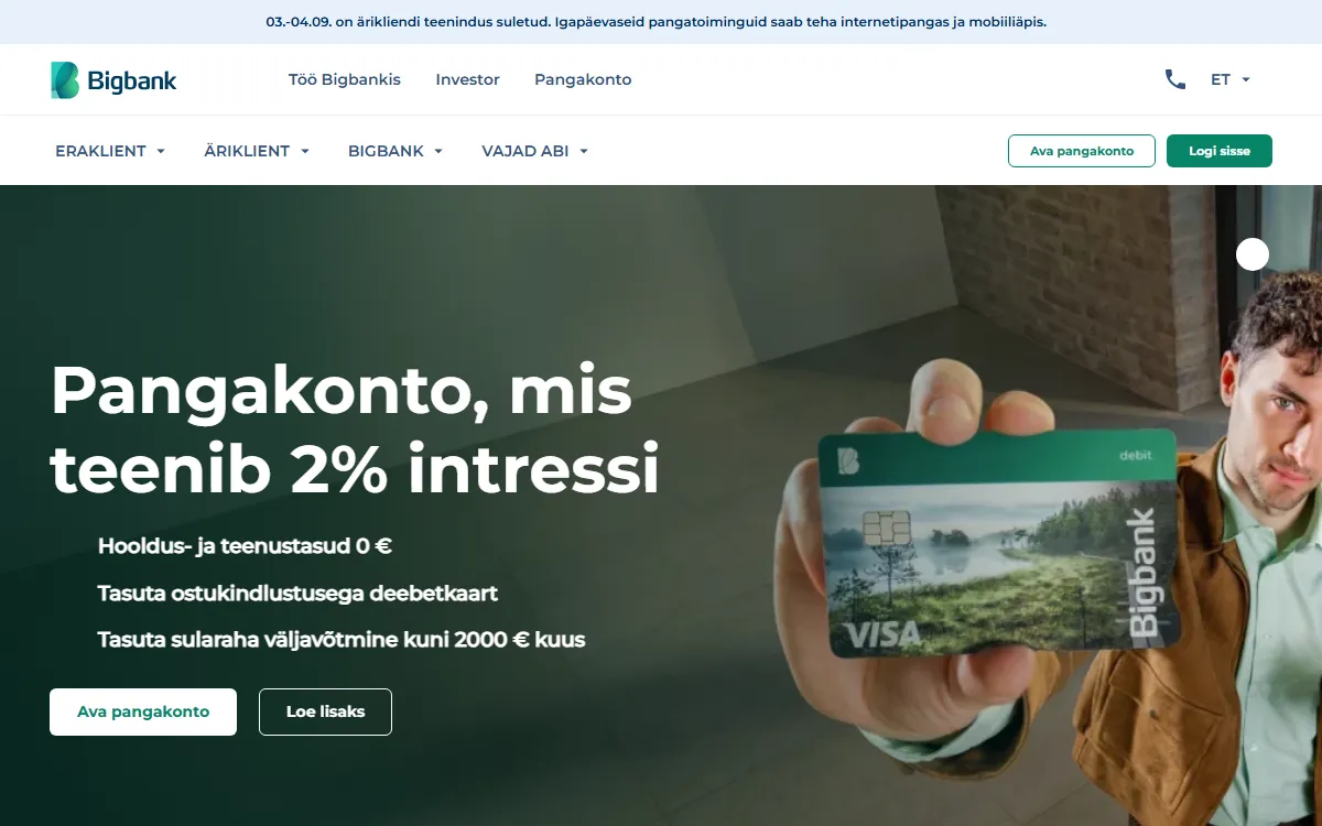 Bigbank www.bigbank.ee — koduleht