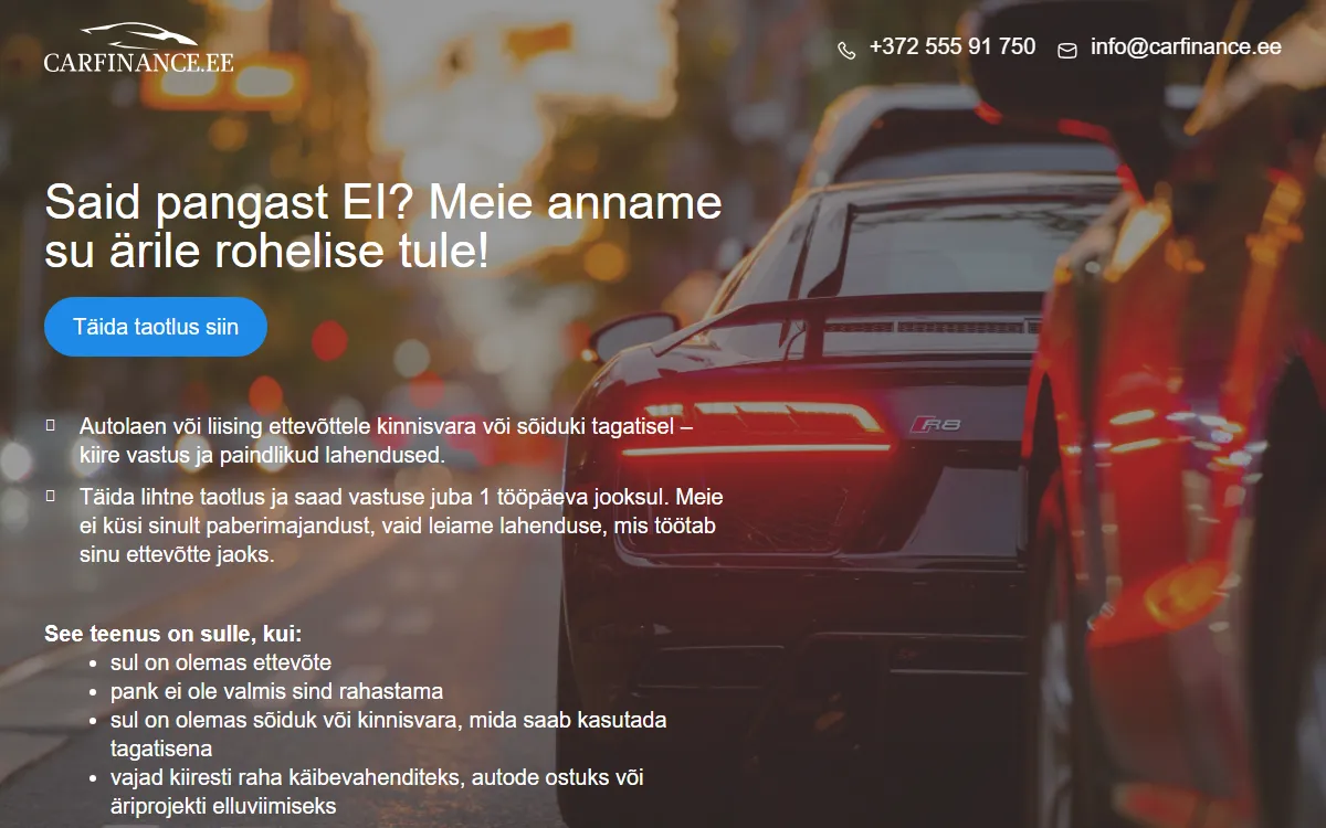 Carfinance www.carfinance.ee — koduleht
