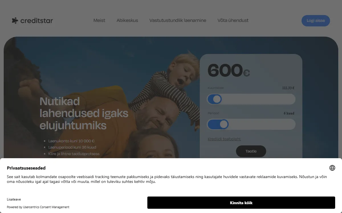 Creditstar www.creditstar.ee — koduleht
