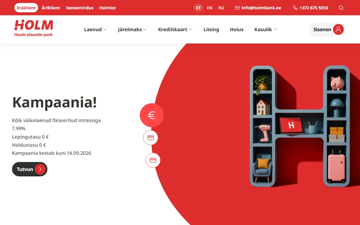 Holm Pank www.holmbank.ee — koduleht